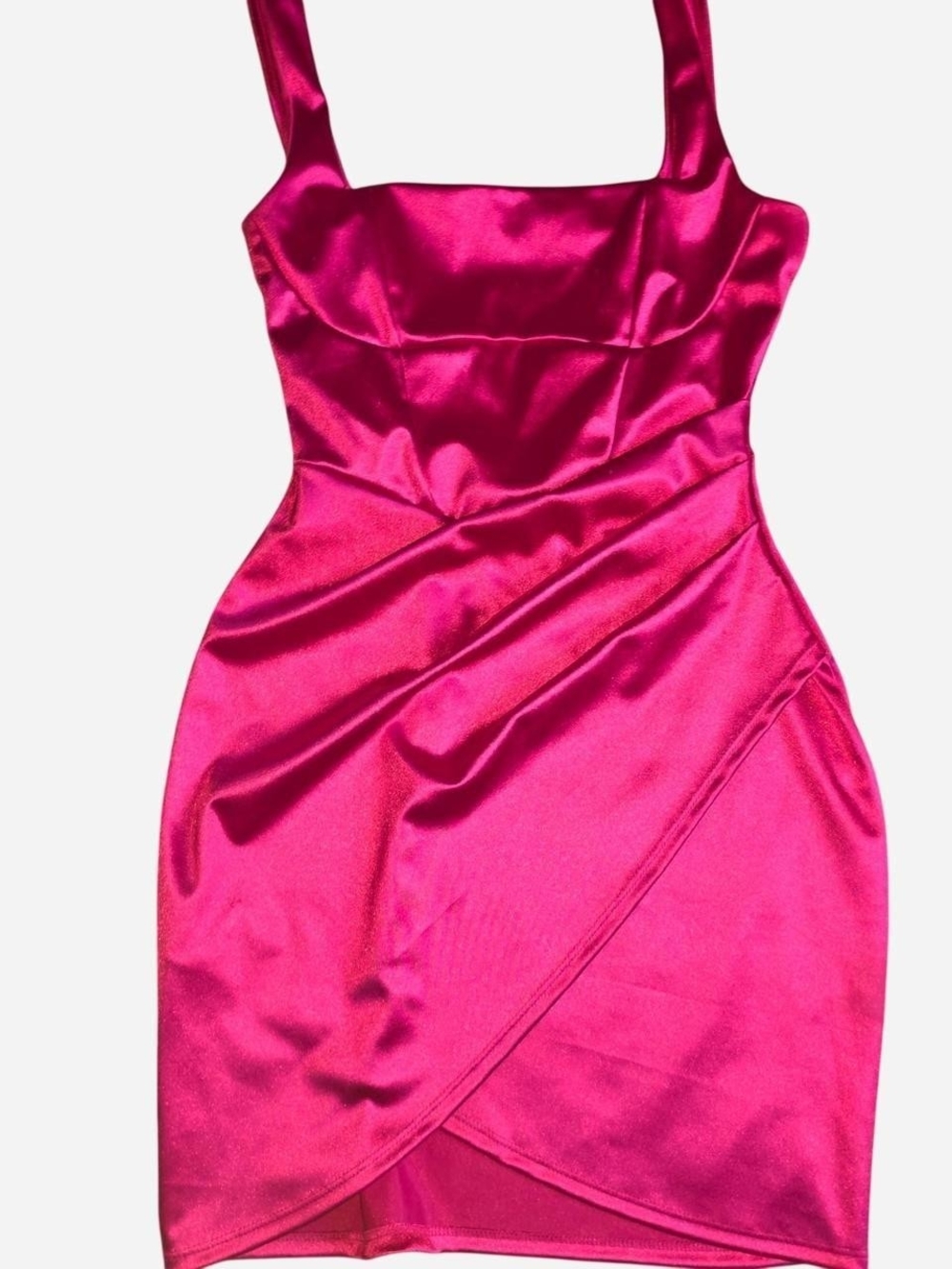 Windsor Satin Mini Dress in Hot Pink
